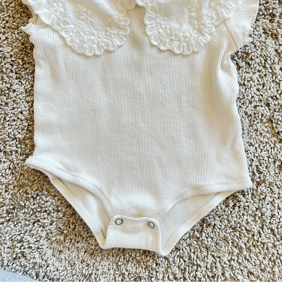 Zara Baby Cream Colored Bib Collar Ribbed Bodysuit 6-9 Months - Picture 4 of 4